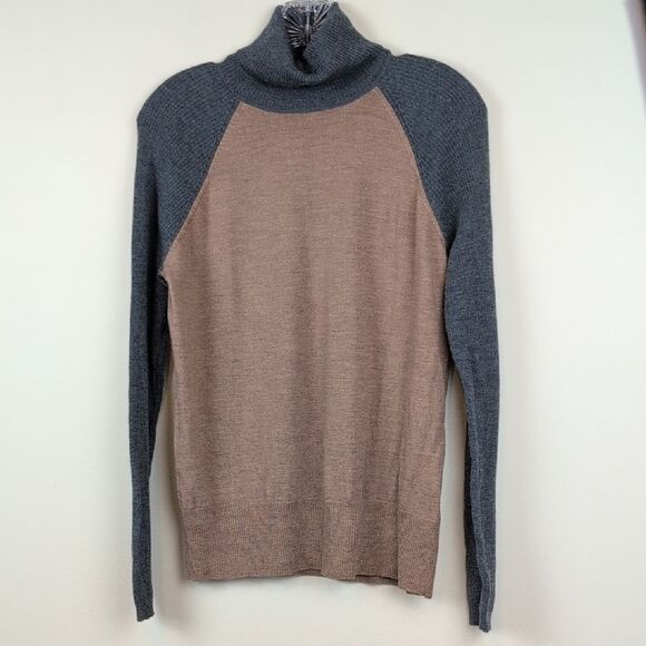 Pendleton Merino Wool Ragland Turtleneck Sweater Camel Gray Size L - Picture 9 of 9
